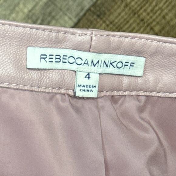 Rebecca Minkoff Mina Lambskin Leather Pleated Shorts Hydrangea Pink SZ 4 - Picture 7 of 11